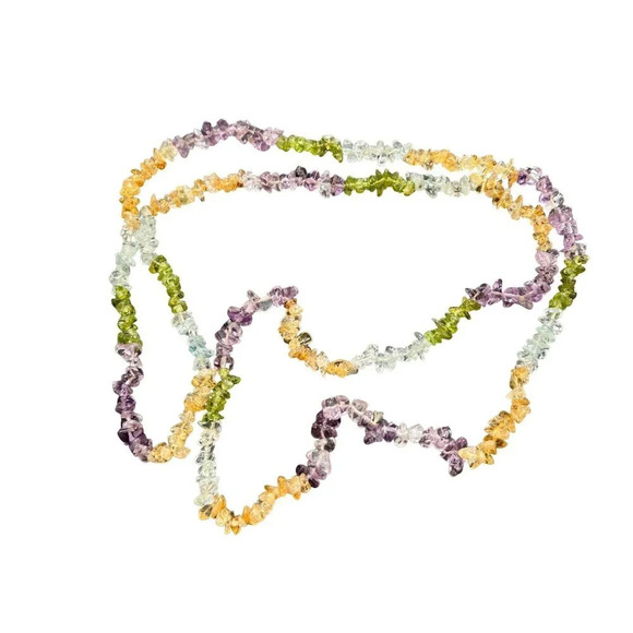 Aquamarine Citrine Peridot Amethyst Semi-Precious Gemstone Nugget Bead Necklace - Picture 3 of 7